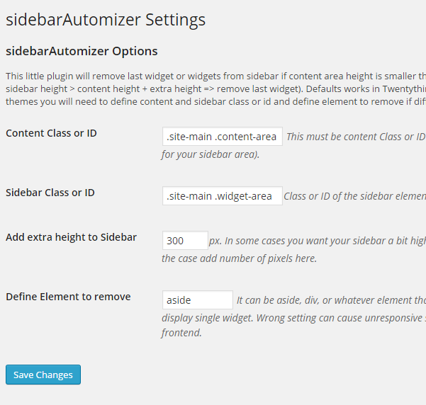 SidebarAutomizer Settings