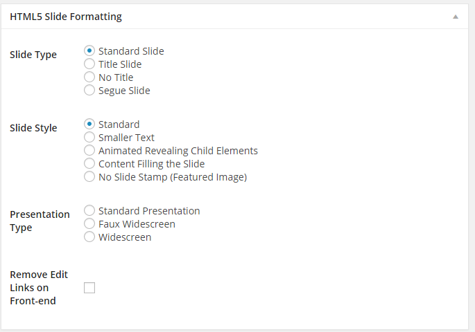 HTML5 Slide Formatting