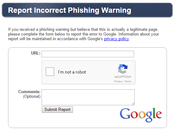 Incorrect Phishing Warning